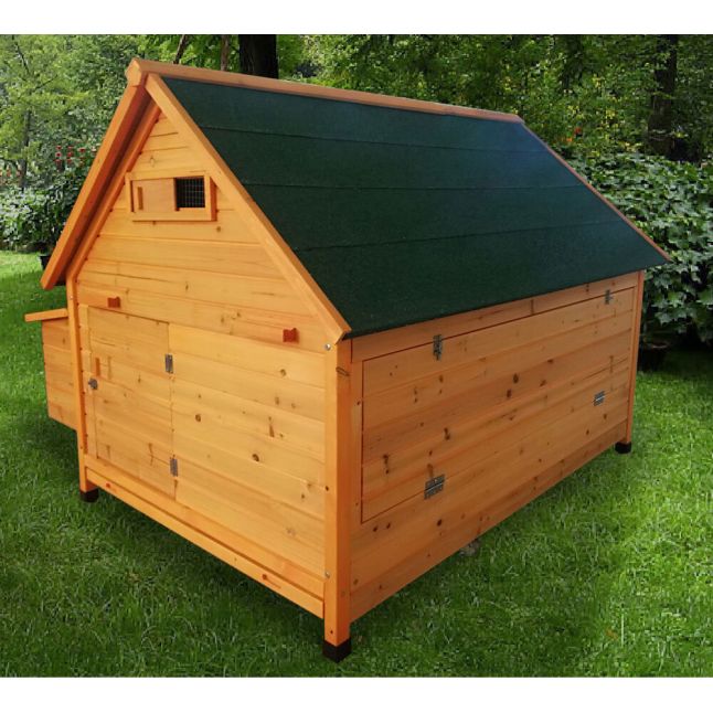 Grand poulailler Bassette XXL 15 à 18 poules toit vert