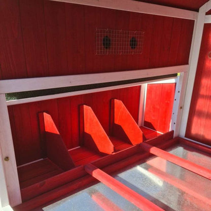 Poulailler Deluxe rouge toit shingle vert 10 à 12 poules V3.0