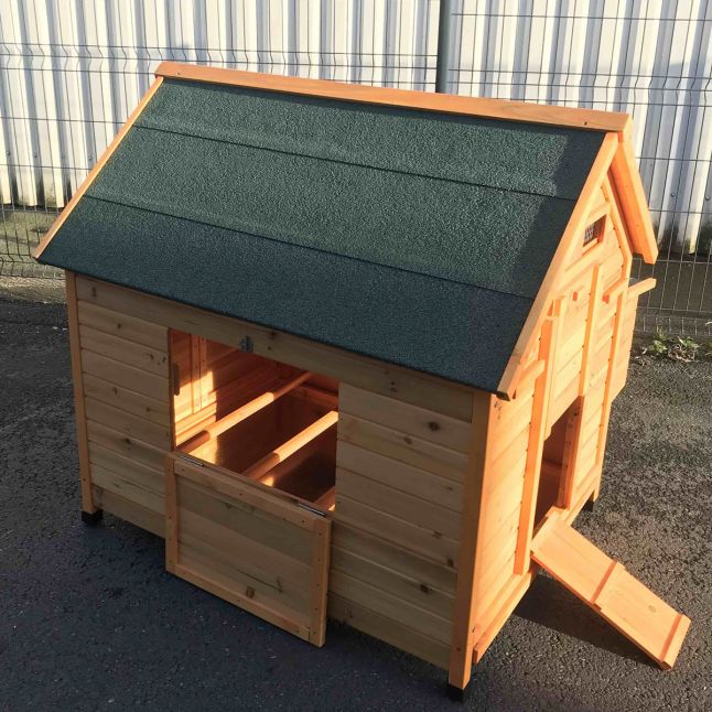 Poulailler Landais 6 à 10 poules toit shingle vert